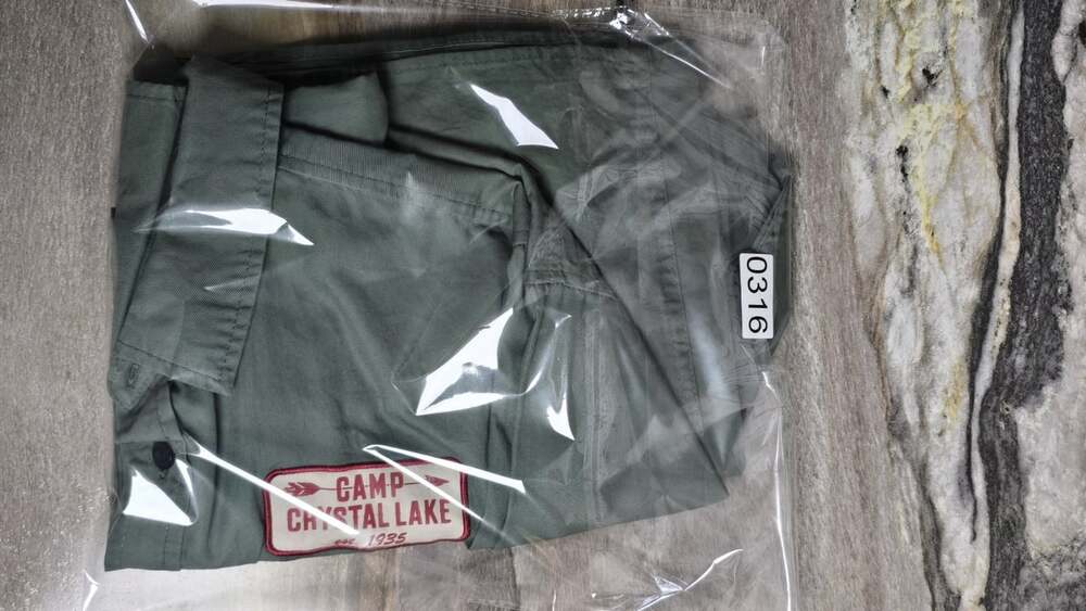 Friday the 13th Jason Voorhees Camp Crystal Lake Work Shirt Men’s Large Green - Picture 11 of 11